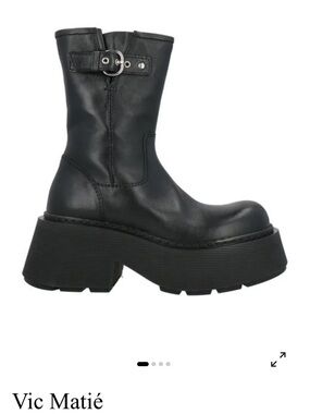 Vic Matie Black Chunky Platform Mid-Calf Boots NWT